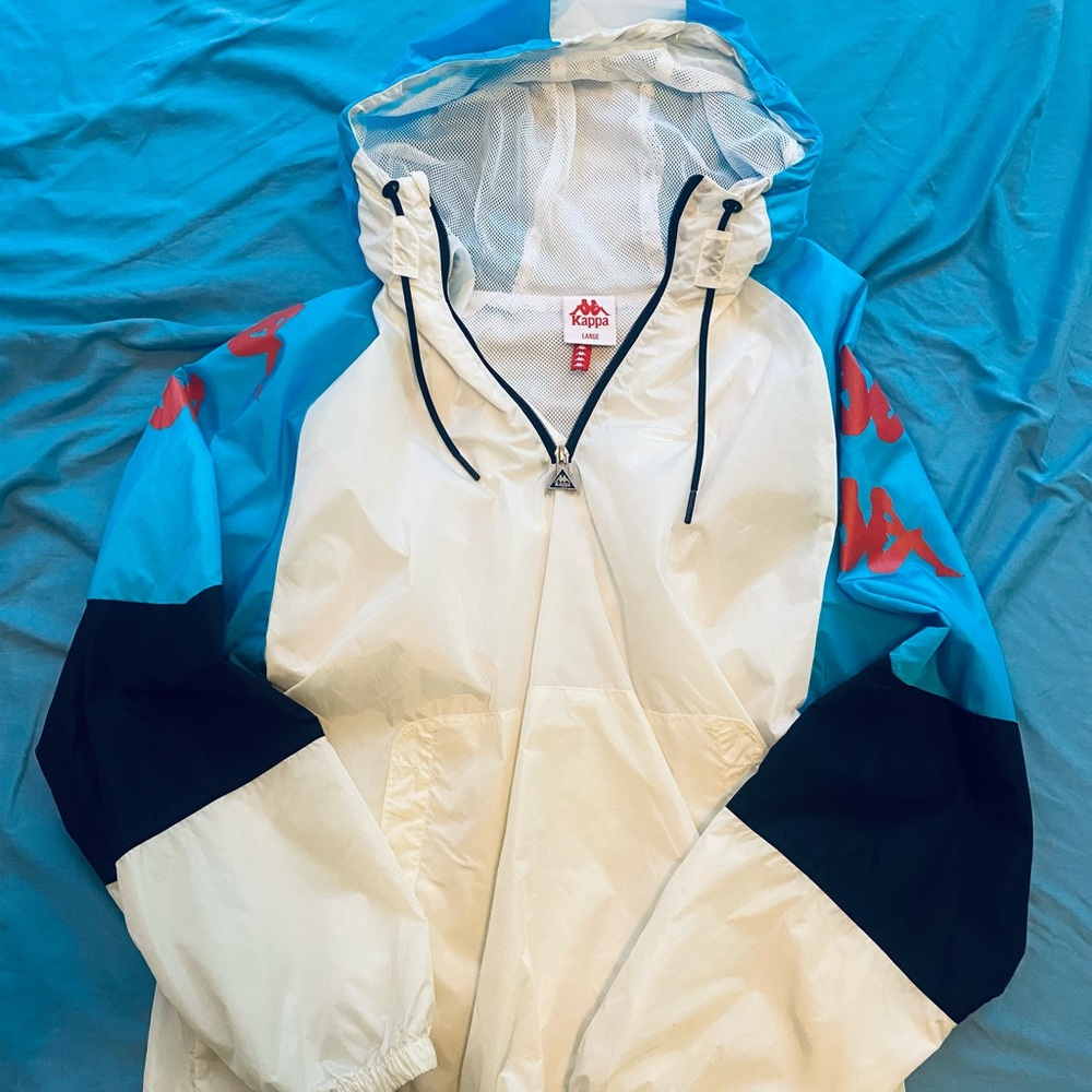 Kappa Cream and Blue Hooded Jacket